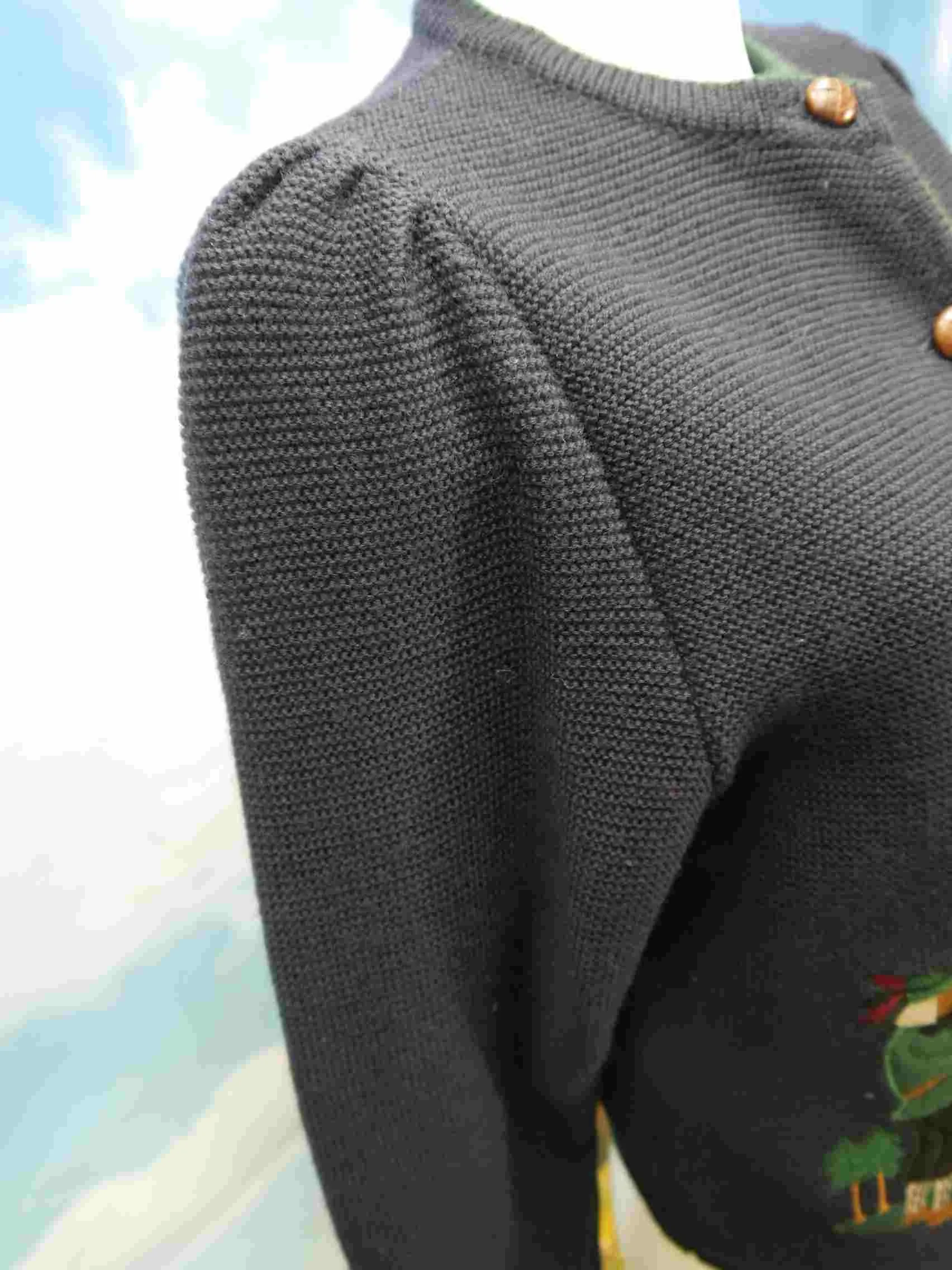 Astrifa schwarze Strickjacke mit Jagdmotiv bezaubernde Trachtenjacke Jacke Gr.44