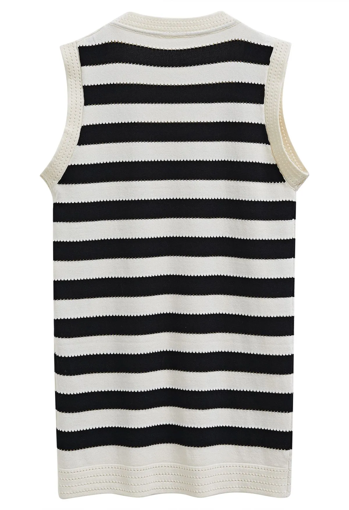 Aushöhlen gestreiftes ärmelloses Strickkleid