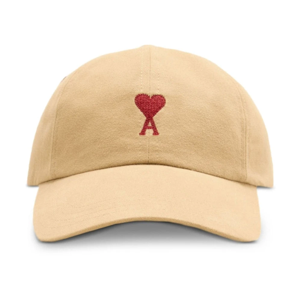 Bestickte Herz Mütze - Beige Baumwolle