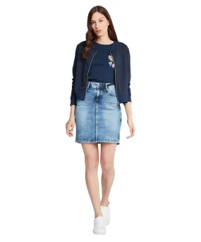 Cross Damen Jeansrock Mıllıe in mittelblauer Waschung