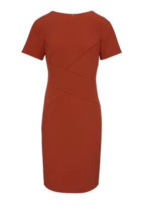 Damen Kleid Etuikleid Büro Cocktailkleid rostbraun Business Kleid STretch