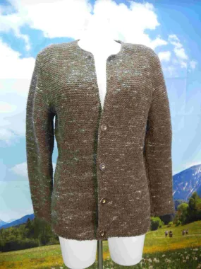 Handgestrickte braune Strickjacke außergewöhnliche Trachtenjacke Jacke Gr.38