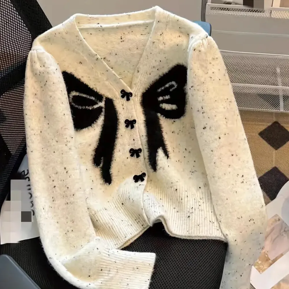 Heidi-Mode | Damen Strickjacke Mit Verspielt Schleifen Design