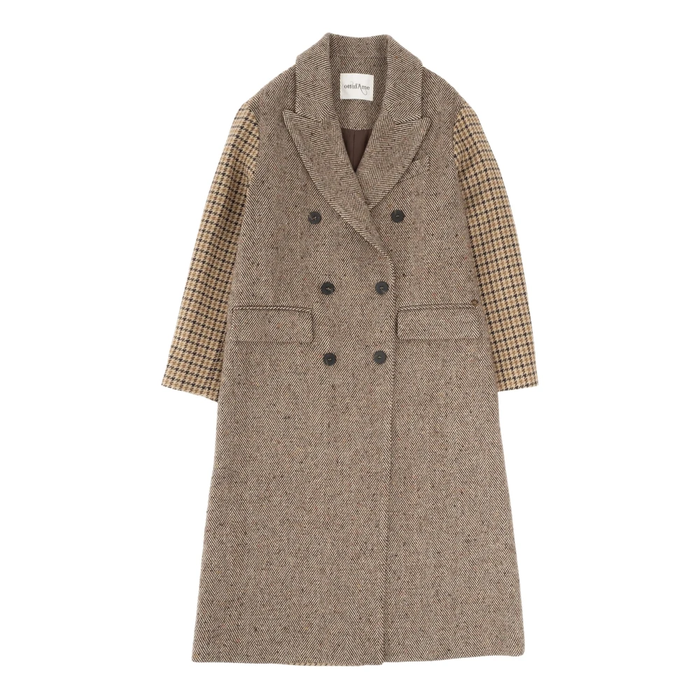 Herringbone Check Coat mit kontrastierenden Ärmeln