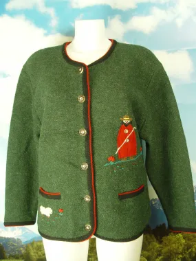 mit süßen Motiv neuwertige warme Strickjacke Jacke Trachtenjacke Gr.42