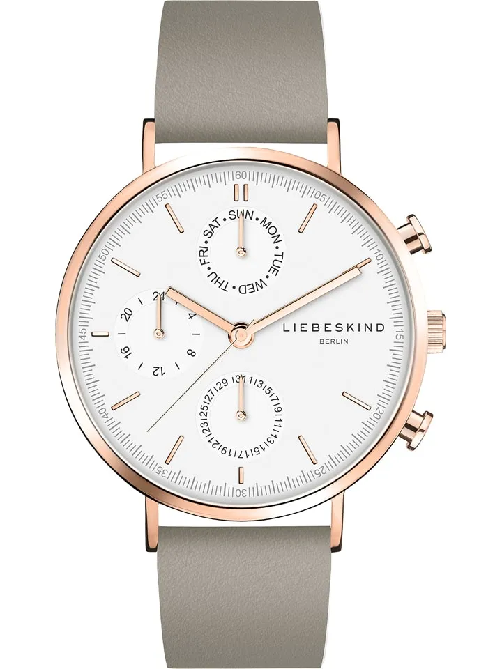 Quarzuhr in Khaki/ Roségold/ Weiß