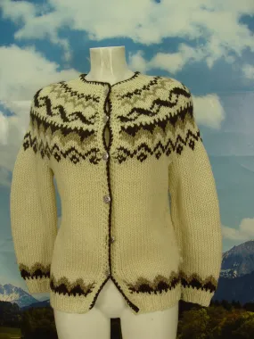 schönes Norwegermuster handgestrickt flauschige Norweger Strickjacke Jacke Gr.42