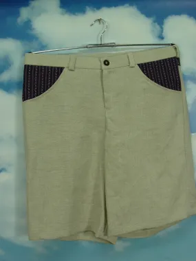 Upcycling Herren Shorts aus Leinen mit flieder Taschen kurze Hose UCS004 Gr.52