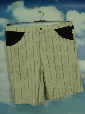 Upcycling Pants Herren Shorts gestreift aus Leinen kurze Hose UCS007 Gr.54