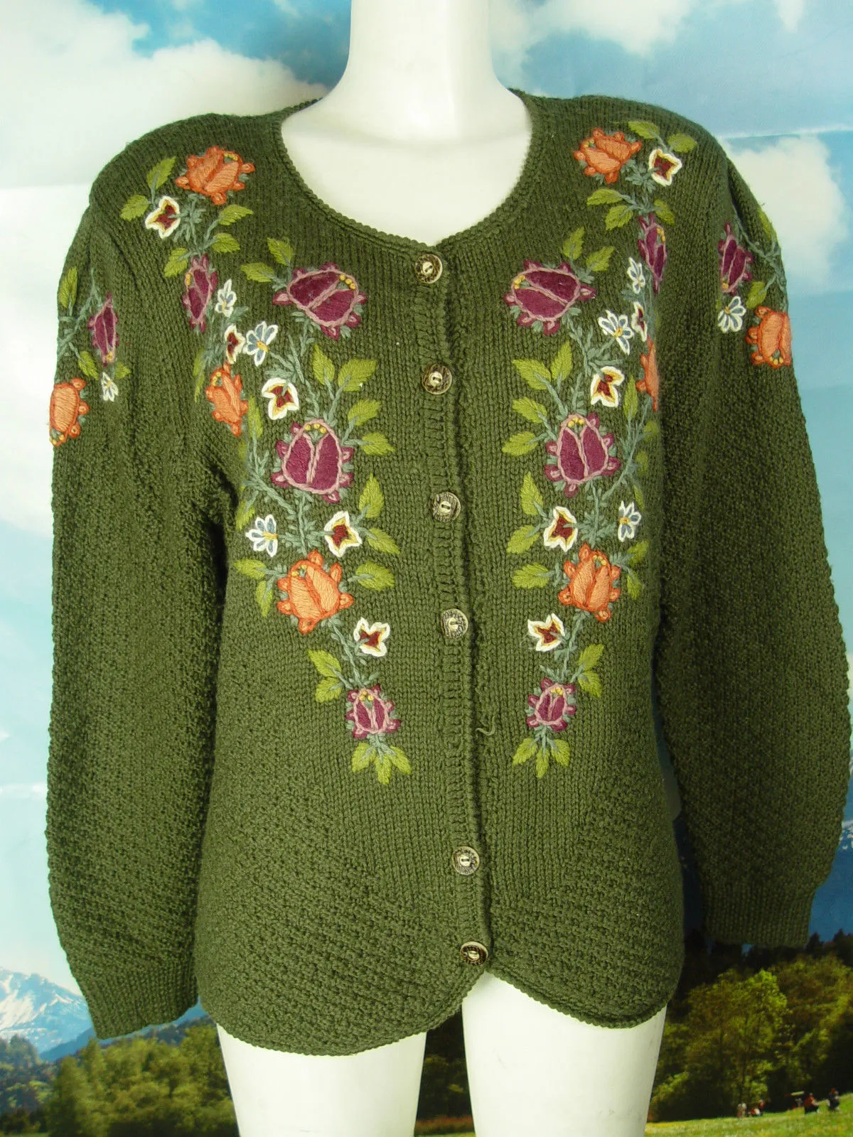 zuckersüß gemustert Dirndljacke Strickjacke Jacke -SJ104- Trachtenjacke Gr.42